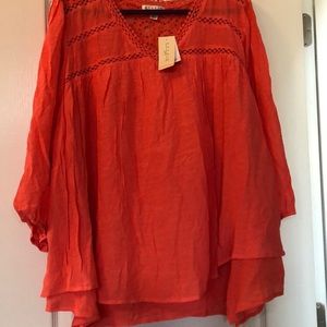 Studio Woman JPR mid sleeve coral cotton blouse
